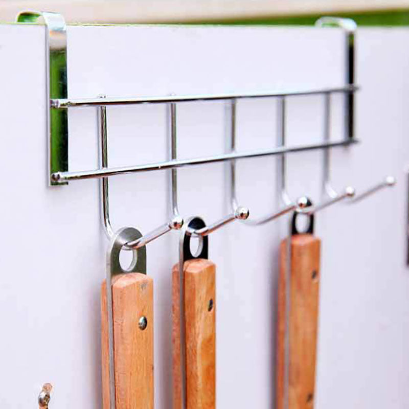 Large 5 Hook Over Door Steel Hanging Rack for Easy Organization