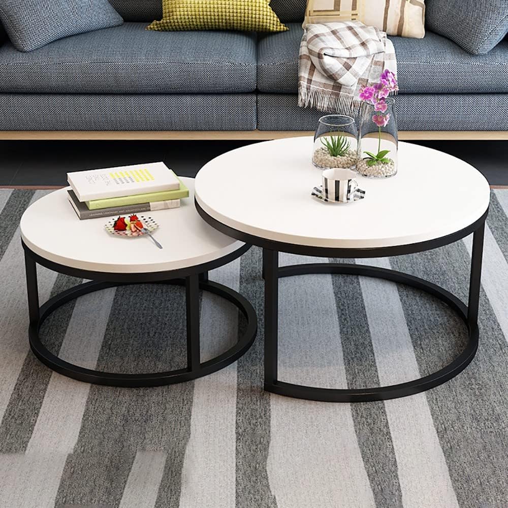 Stylish White Nesting Coffee Tables Modern Living Room Furniture Set