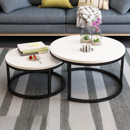 Stylish White Nesting Coffee Tables Modern Living Room Furniture Set