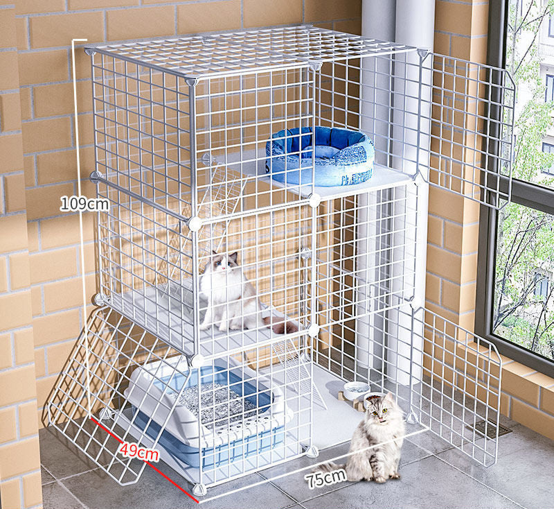 Large Metal Wire Cat Cage Detachable Kennel Playpen Exercise Crate White