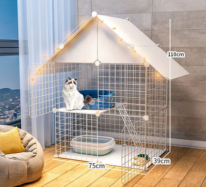 Spacious Metal Wire Cat Cage Detachable Playpen Crate House