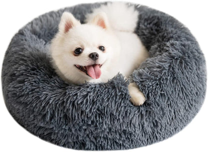 50cm Cozy Plush Soft Fluffy Pet Bed for Dogs and Cats Dark Grey