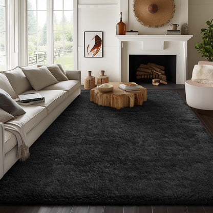 Large 230 x 160 Soft Shag Rug Carpet Mat Black