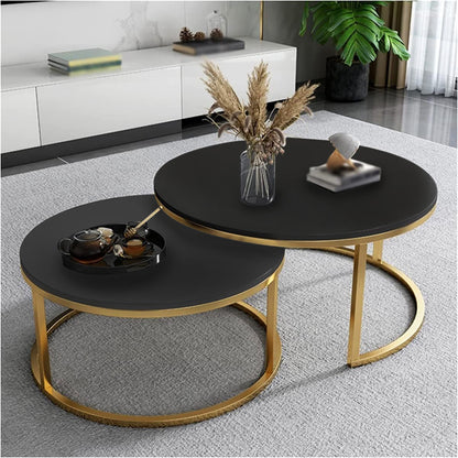 Luxurious Black and Gold Nesting Coffee Table Set Modern Living Room Furniture