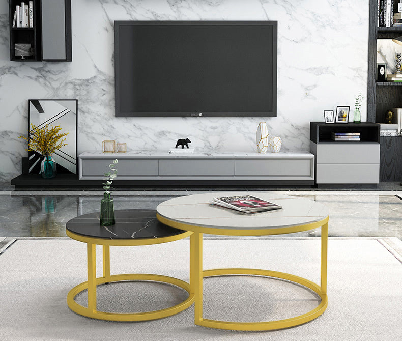 Luxor 2-in-1 Designer Marble Look Nested Coffee Tables