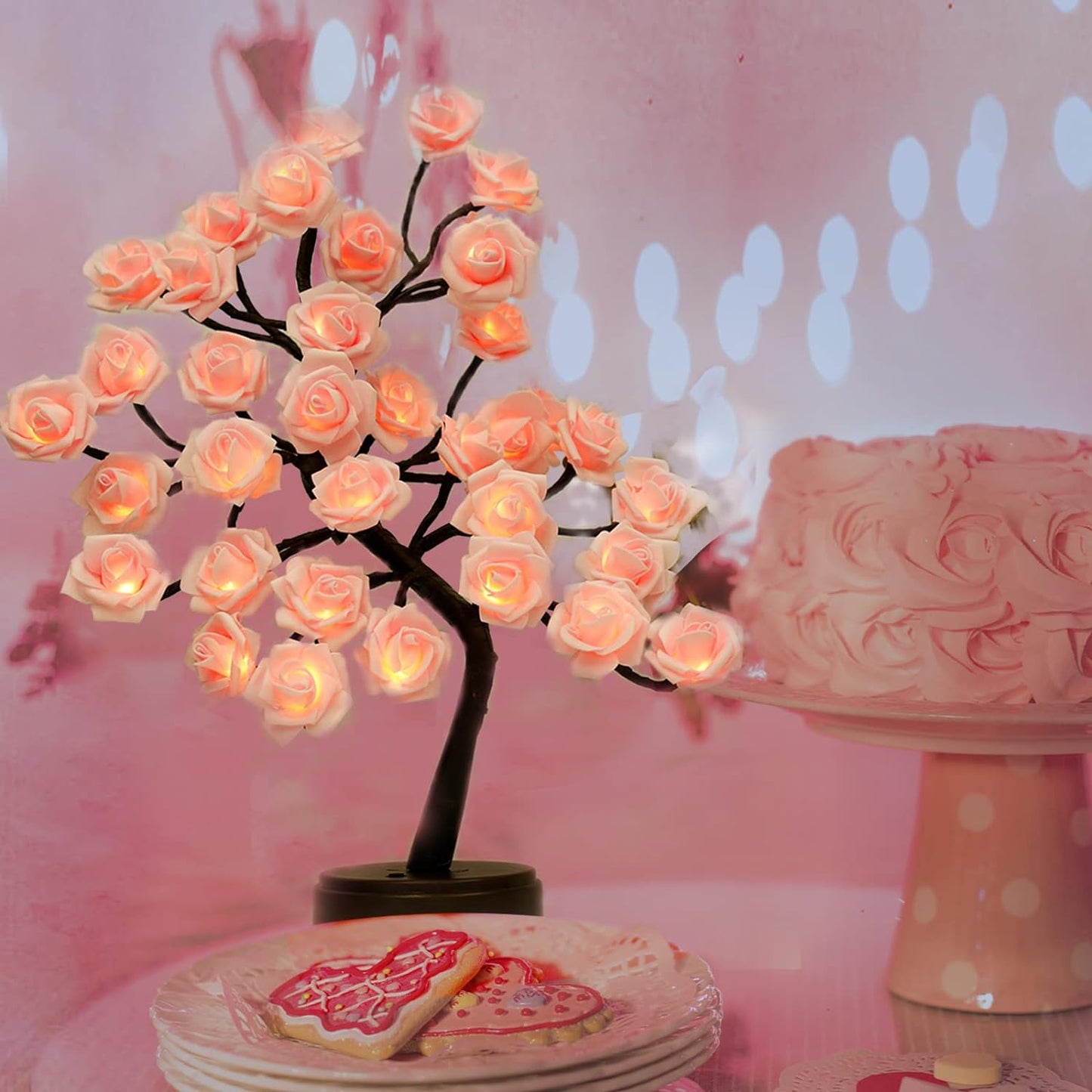 Rose Flower Tree  Lamp LED USB Night Light Romantic Home Decor