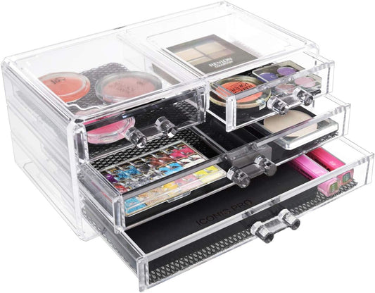 6-Drawer Crystal Clear Acrylic Makeup Organizer Jewellery Storage Box