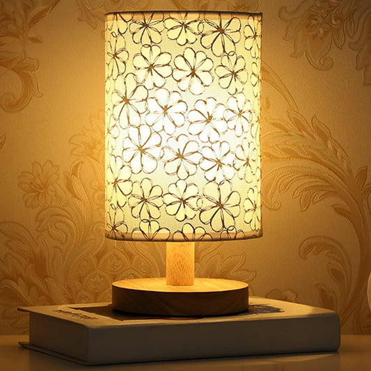 Elegant Floral Wooden LED Table Lamp Night Light Decor