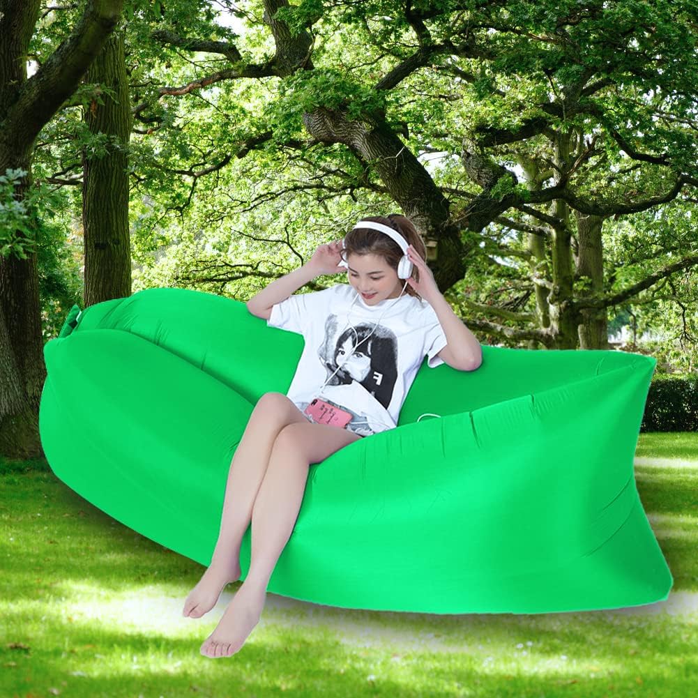 Portable Inflatable Air Sofa Lounger Lazy Couch for Outdoor Camping (Green)