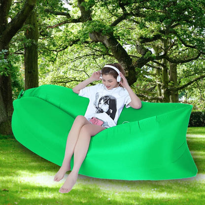 Portable Inflatable Air Sofa Lounger Lazy Couch for Outdoor Camping (Green)