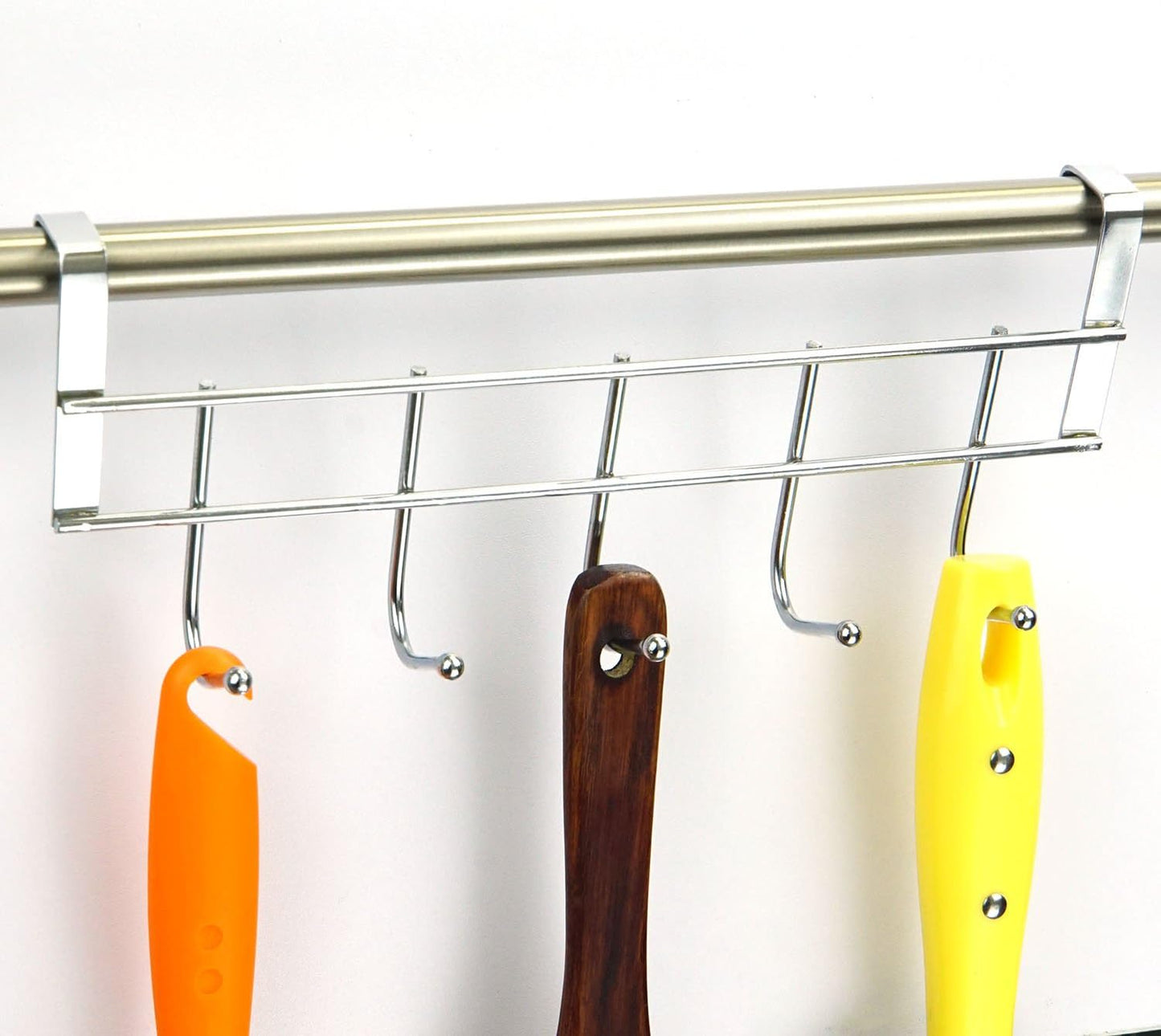 Large 5 Hook Over Door Steel Hanging Rack for Easy Organization