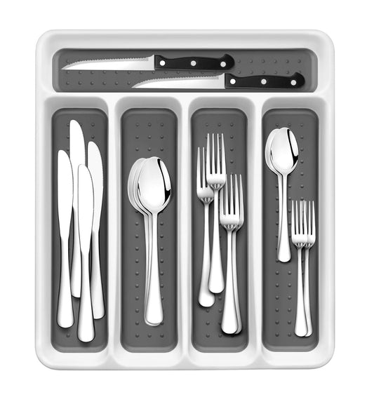 Large 5-Compartment Cutlery Silverware Utensils Tray Kitchen Drawer Divider Organizer