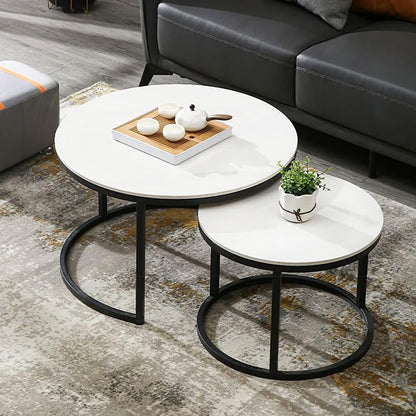 Stylish White Nesting Coffee Tables Modern Living Room Furniture Set