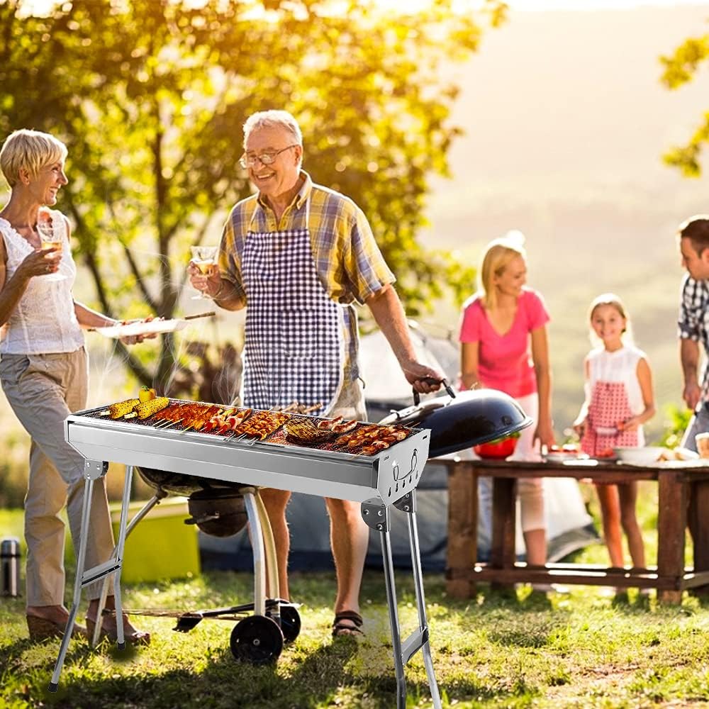 Premium Stainless Steel BBQ Charcoal Grill Roaster Barbecue