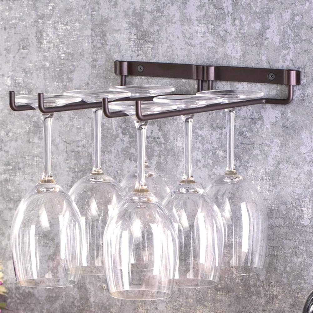 Wine Glass Hanger Rack Under Cabinet Stemware Storage Organizer for Kitchen Bar