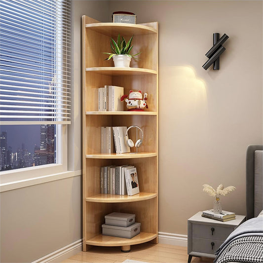 Stylish 6 Tier Wooden Corner Shelf Unit Oak