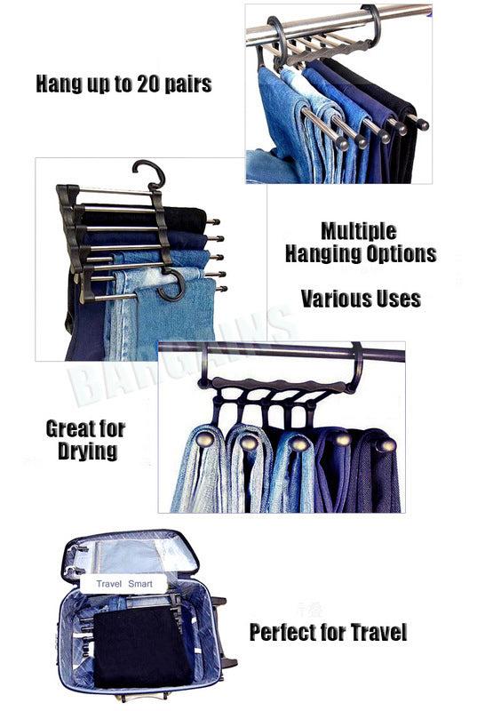 5-in-1 Stainless Steel Retractable Pants Clothes Hanger Organizer