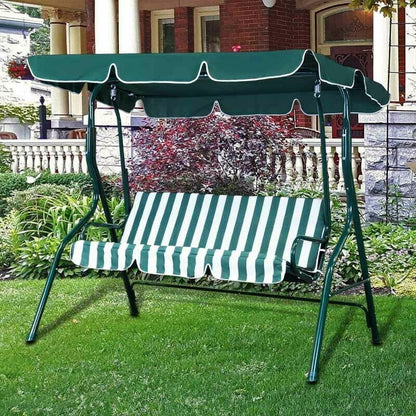 3-Person Outdoor Swing Chair with Padded Cushion Green