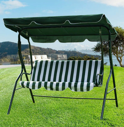 3-Person Outdoor Swing Chair with Padded Cushion Green