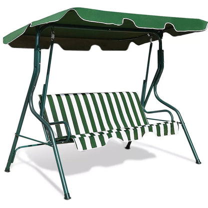 3-Person Outdoor Swing Chair with Padded Cushion Green