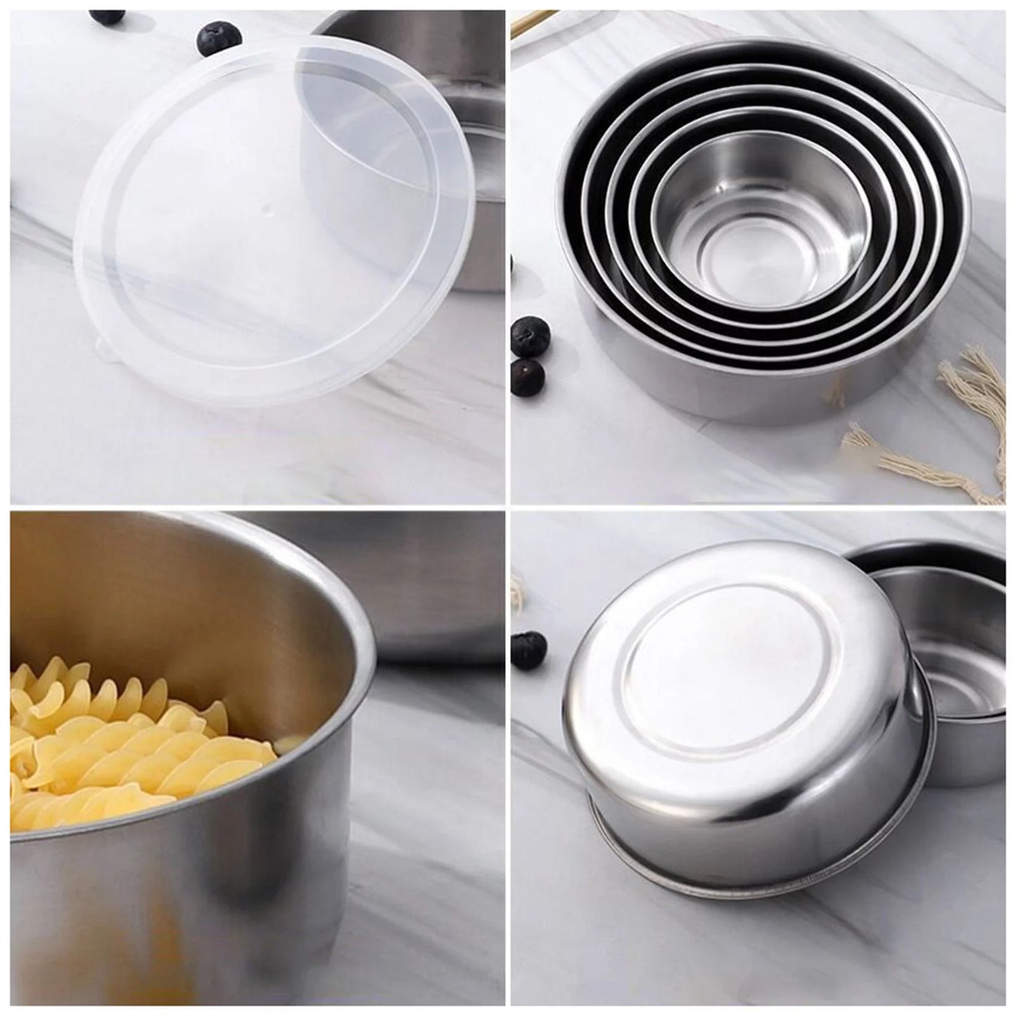 Stainless Steel Mixing Bowl Set with Lids for Food Storage and Meal Prep