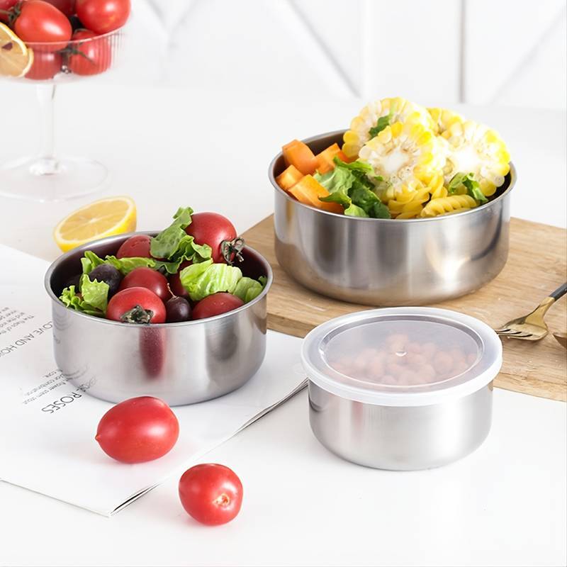 Stainless Steel Mixing Bowl Set with Lids for Food Storage and Meal Prep