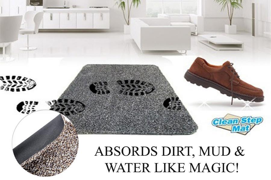 Super Absorbent Microfibre Doormat Traps Dirt and Water Brown