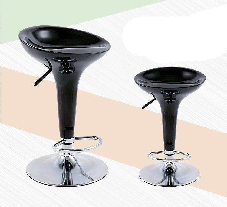 Set of 2 High Gloss Designer Bar Stools Modern Black