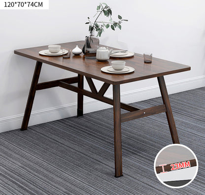 Elegant Wood and Steel Dining Table Set with Folding Chairs Walnut Black