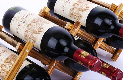 10 Bottle Wooden Wine Rack Folding Holder Bar Display Shelf Organizer