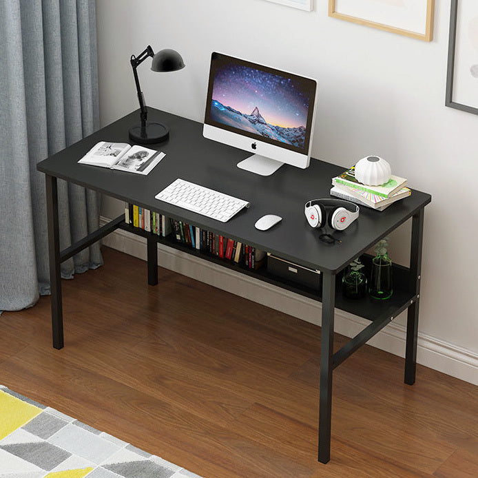 Modern Wood Metal Computer Desk with Shelf Black