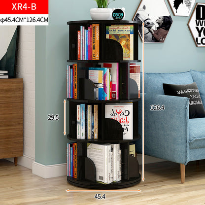 4 Tier 360-Degree Rotating Display Shelf Bookcase Organizer Black