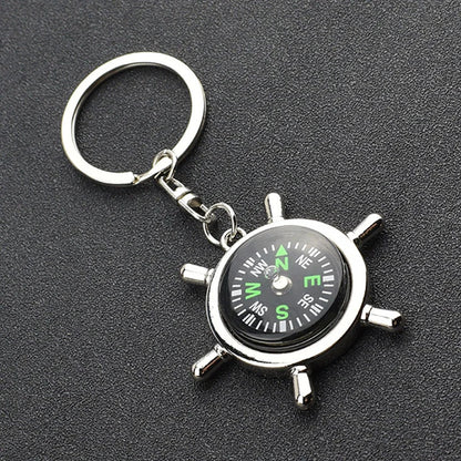 Nautical Ship Wheel Keychain Helmsman Compass Key Ring for Navigation