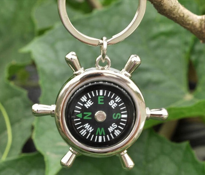 Nautical Ship Wheel Keychain Helmsman Compass Key Ring for Navigation