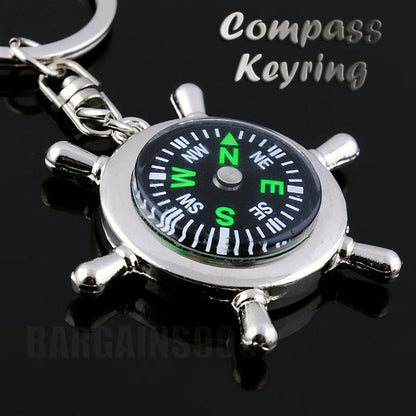 Nautical Ship Wheel Keychain Helmsman Compass Key Ring for Navigation