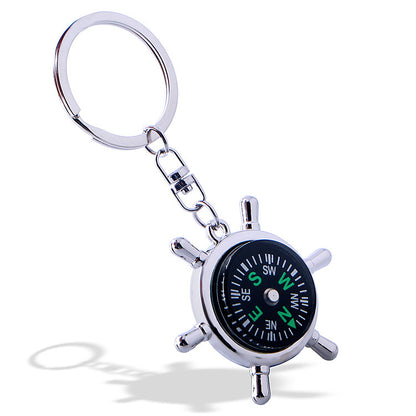 Nautical Ship Wheel Keychain Helmsman Compass Key Ring for Navigation