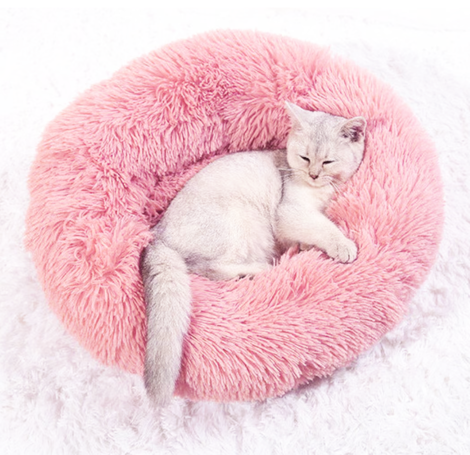 40cm Cozy Plush Soft Fluffy Pet Bed for Dogs and Cats Pink