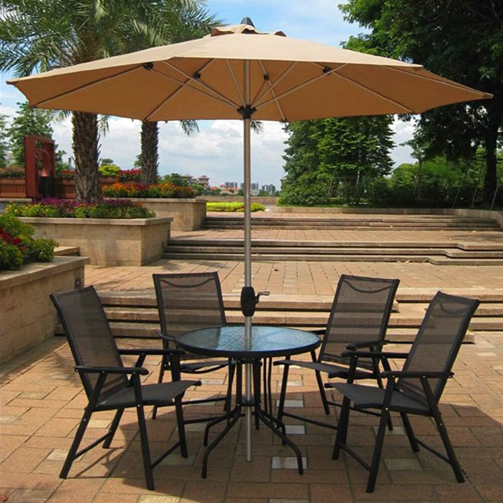 3m Steel Outdoor Garden Patio Market Umbrella Beige Tan