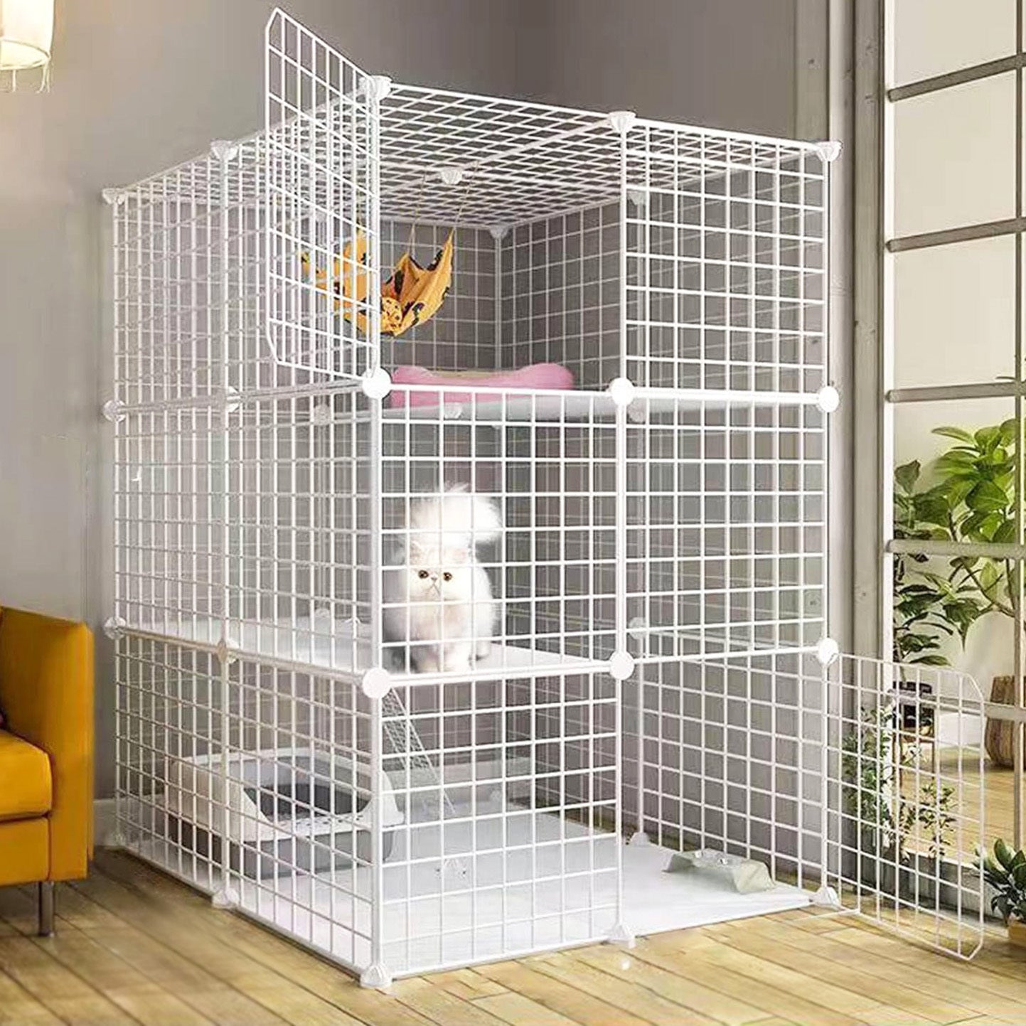 Large Pet Home Cat Cage Metal Wire Kennel Playpen Exercise Crate White