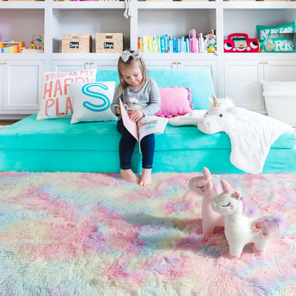 4m Extra Large 400 x 200 Soft Comfortable Shag Rug Rainbow