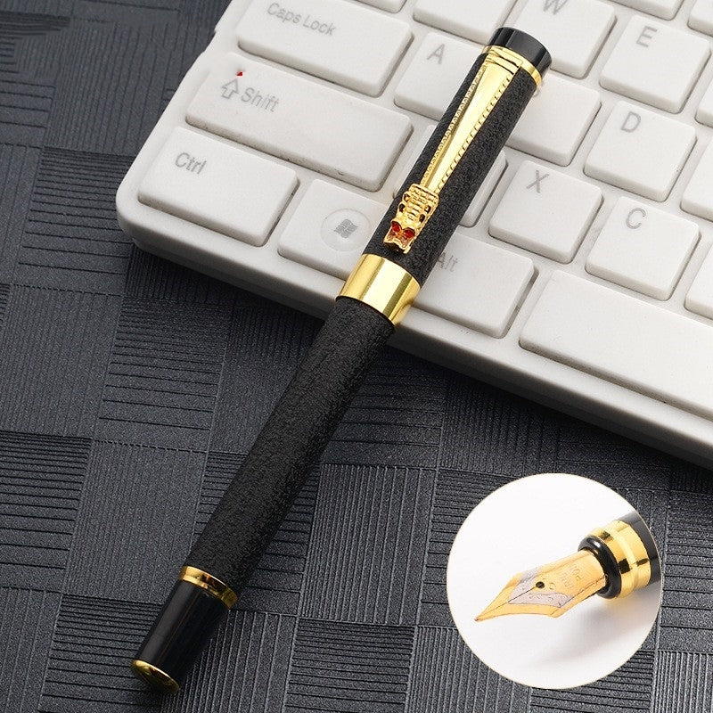 Elegant Dragon Metal Ink Fountain Pen Black Frosted