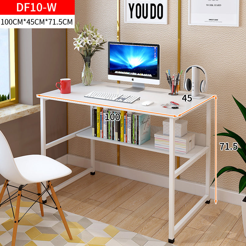 Modern Wood Metal Computer Desk with Shelf White