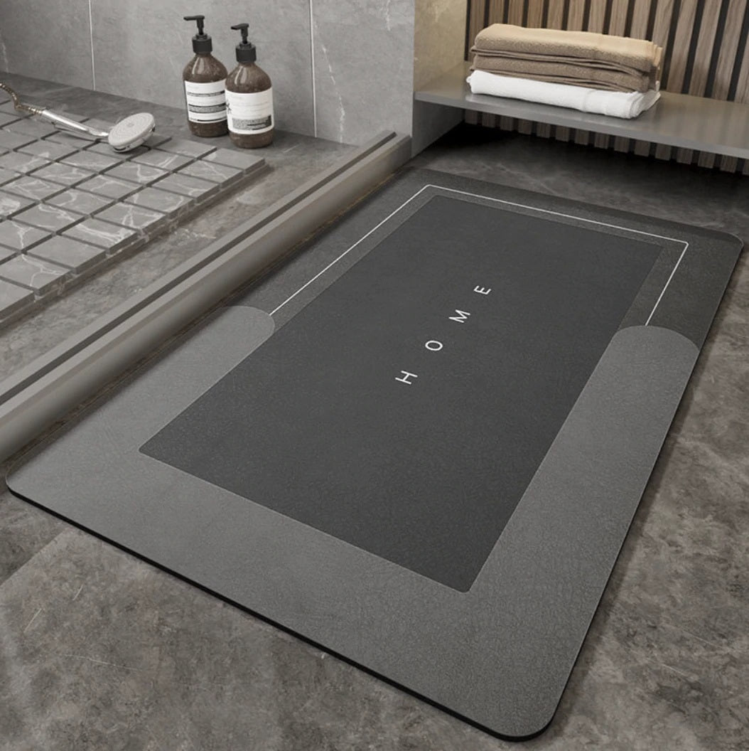 60 x 90 Super Absorbent Non-Slip Bath Door Mat Dark Grey