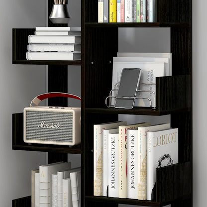 8-Tier 11-Shelf Display Storage Utility Bookcase Modern Design Black Wood