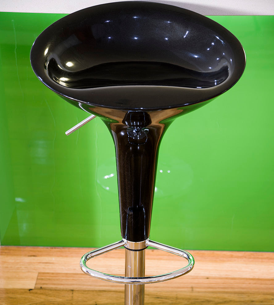 Set of 2 High Gloss Designer Bar Stools Modern Black