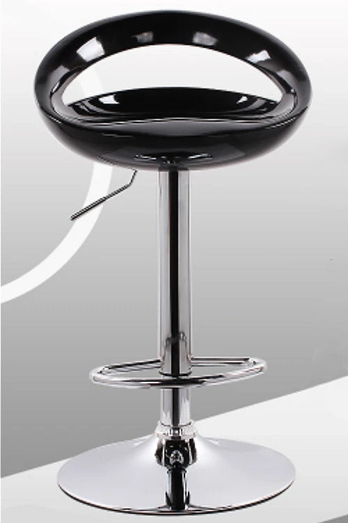 Set of 2 High Gloss Designer Bar Stools Modern Black