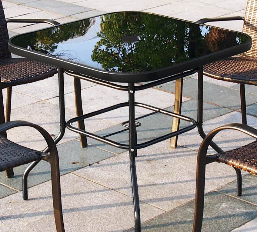 80cm Square Mirrored Tempered Glass Dining Table