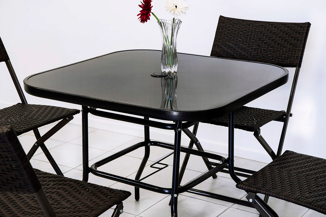 80cm Square Mirrored Tempered Glass Dining Table