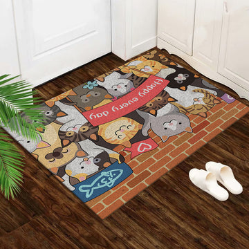 Super Absorbent Non-Slip Bath Mat Cute Cats Design for Bathroom Door
