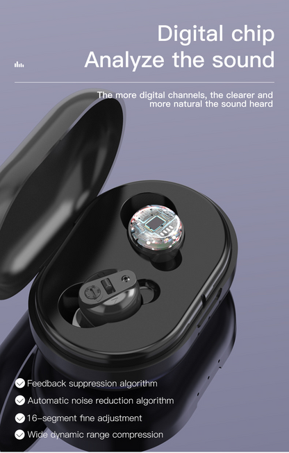 Rechargeable Wireless Hearing Aid with Advanced Noise Canceling Technology